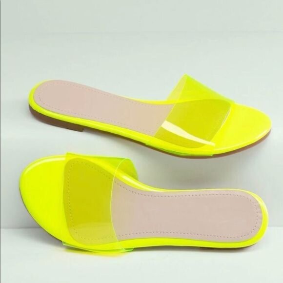 Shein Neon PVC Open Toe Slide Sandals - Picture 2 of 4